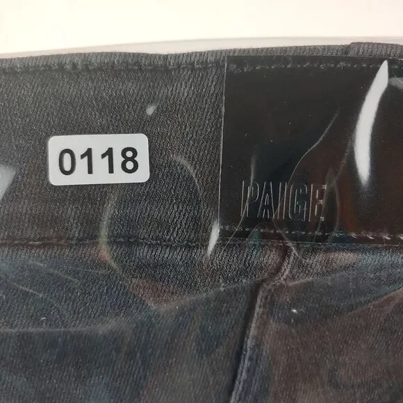 Paige Mayslie Jogger Womens 27* Faded Black Velvet Inset Side Seam Tuxedo Stripe - Picture 14 of 14